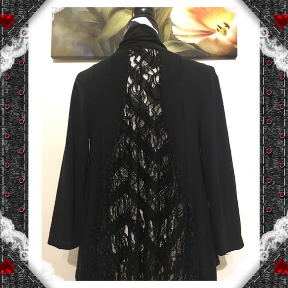 Maria Gabrielle Lace Inserted Open Front Cardigan - Picture 6 of 8